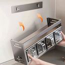 Estante Especiero de Acero Inoxidable para Pared 2 Niveles 4 Compartimentos – Cocina