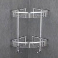 Estante esquinero de acero inoxidable 2 niveles | Organizador adhesivo para baño