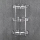 Estante esquinero de acero inoxidable 2 niveles | Organizador adhesivo para baño